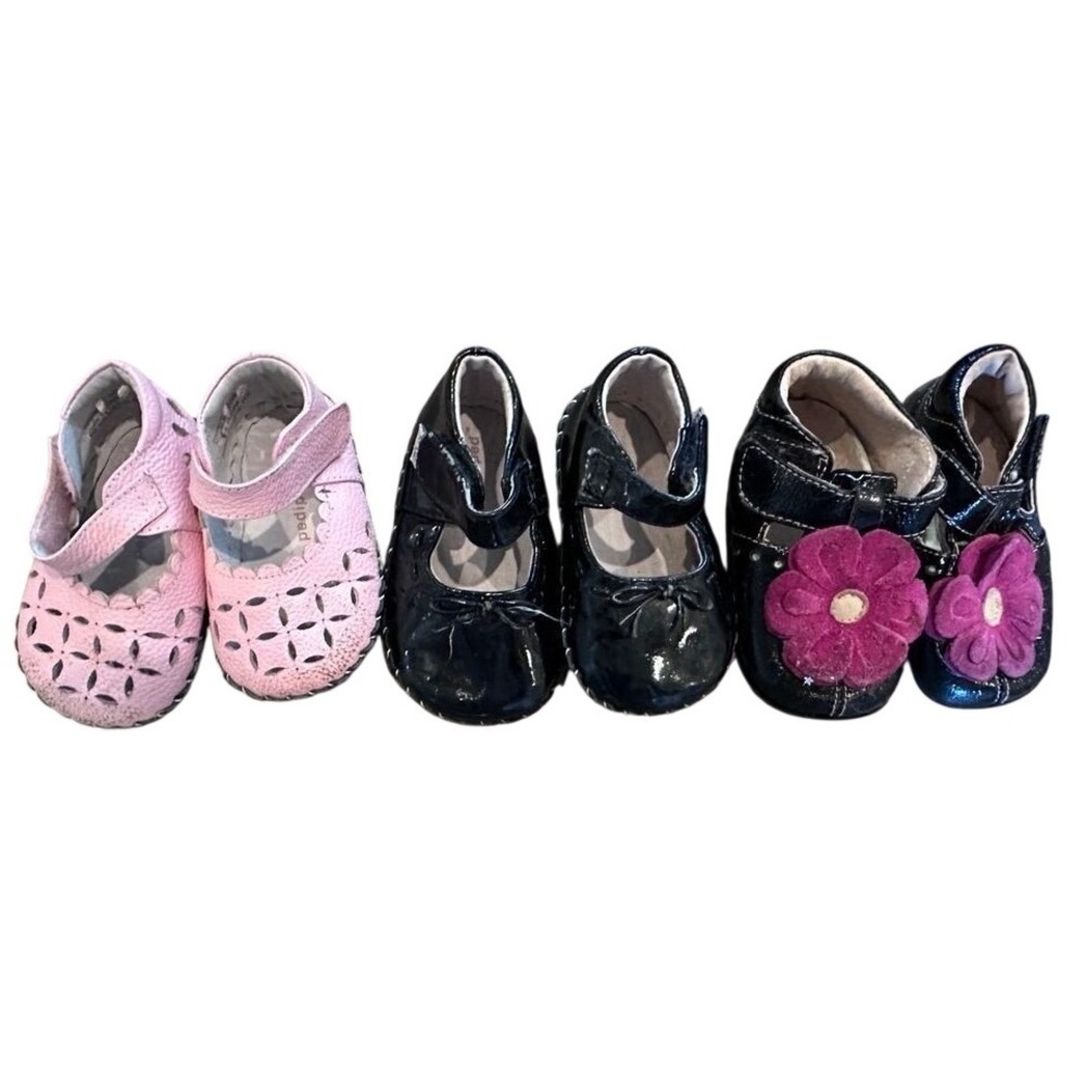 Pediped & Livie & Luca baby dress shoes blooms lot bundle patent Mary Jane's